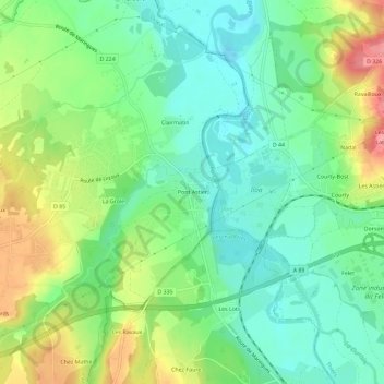 Pont Astier topographic map, elevation, terrain