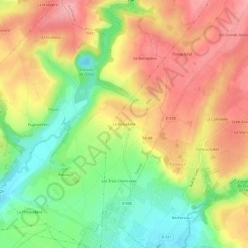 La Briaudière topographic map, elevation, terrain
