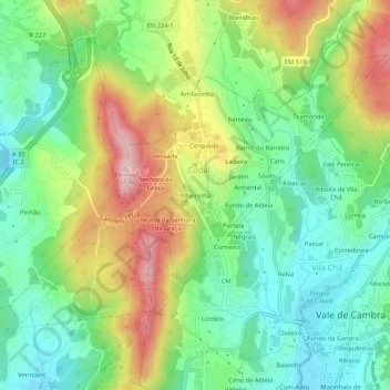 Ribeirinha topographic map, elevation, terrain
