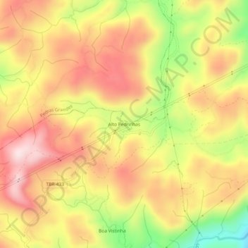 Alto Pedrinhas topographic map, elevation, terrain