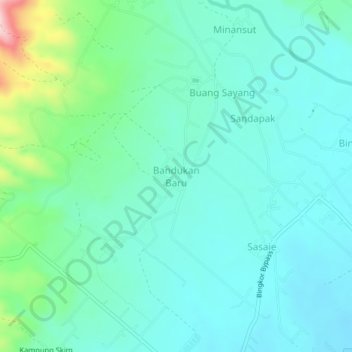 Bandukan Baru topographic map, elevation, terrain