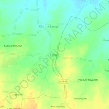Sengal topographic map, elevation, terrain