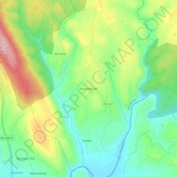 Pousadouros topographic map, elevation, terrain