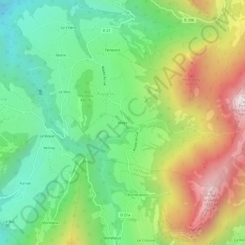 Arvey topographic map, elevation, terrain