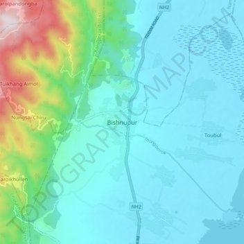 Bishnupur topographic map, elevation, terrain