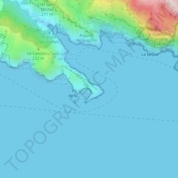 Calanque du Cancèu topographic map, elevation, terrain