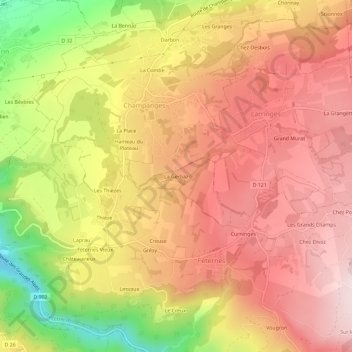 La Gerbaz topographic map, elevation, terrain