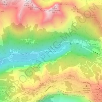 Les Albertans topographic map, elevation, terrain