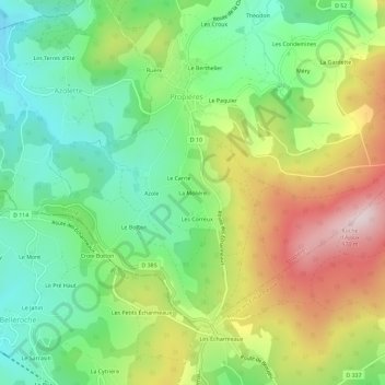 La Molière topographic map, elevation, terrain