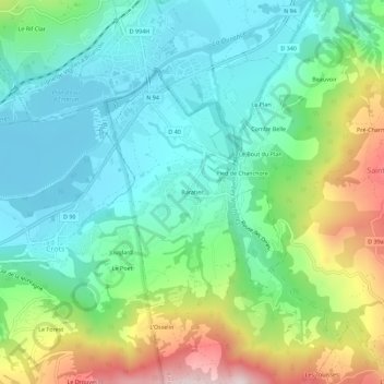 Baratier topographic map, elevation, terrain