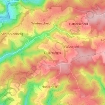 Litterscheid topographic map, elevation, terrain