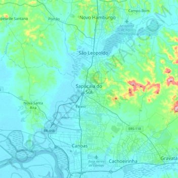 Sapucaia do Sul topographic map, elevation, terrain