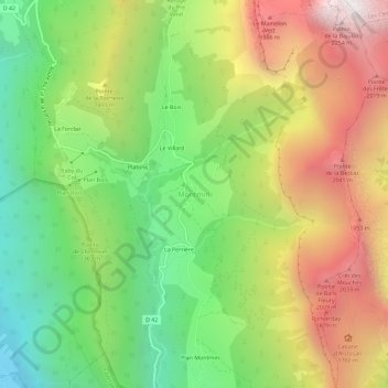 Montmin topographic map, elevation, terrain