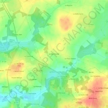 Le Bas Tesdan topographic map, elevation, terrain