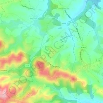 Luxe topographic map, elevation, terrain