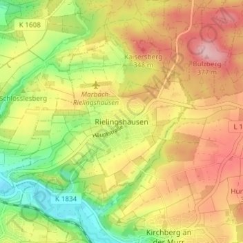 Rielingshausen topographic map, elevation, terrain