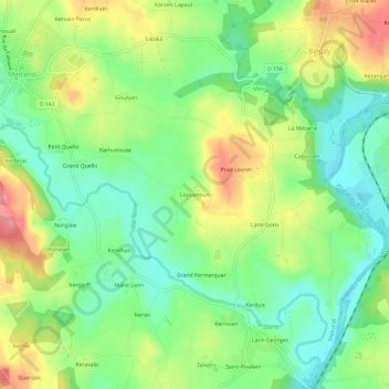 Locsamzun topographic map, elevation, terrain