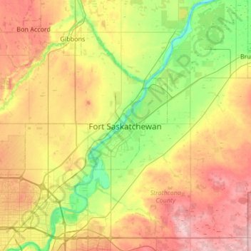 Fort Saskatchewan topographic map, elevation, terrain