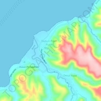Ambalawi topographic map, elevation, terrain