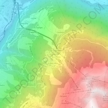 Les Lanches topographic map, elevation, terrain