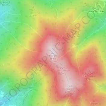 Poggio all'Aia topographic map, elevation, terrain