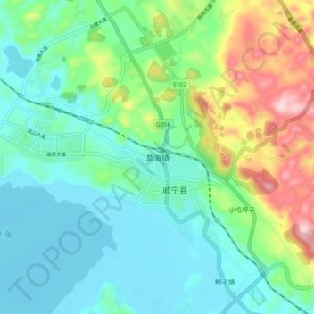 Caohai topographic map, elevation, terrain