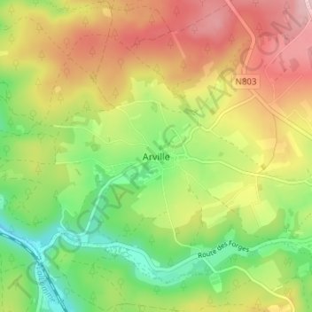 Arville topographic map, elevation, terrain