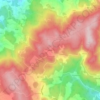 Falcão topographic map, elevation, terrain