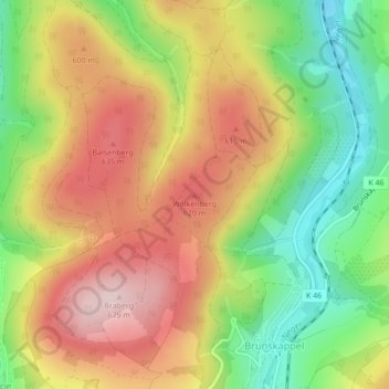 Wolkenberg topographic map, elevation, terrain