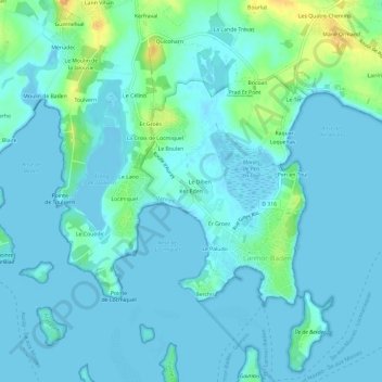 Ker Eden topographic map, elevation, terrain
