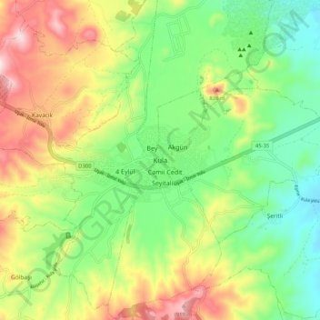 Kula topographic map, elevation, terrain