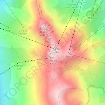 Saulire topographic map, elevation, terrain