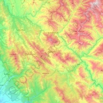 Solan topographic map, elevation, terrain