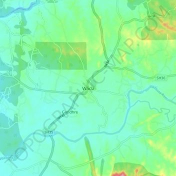 Wada topographic map, elevation, terrain