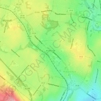 Wortendyke topographic map, elevation, terrain