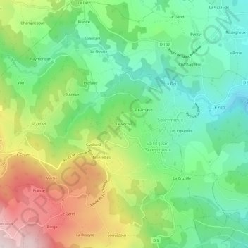 Le Vorzet topographic map, elevation, terrain