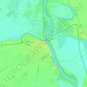 Senta topographic map, elevation, terrain