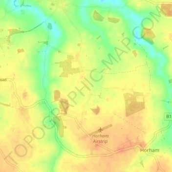 Denham Green topographic map, elevation, terrain