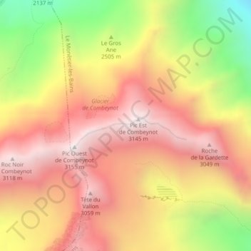 Pic Est de Combeynot topographic map, elevation, terrain