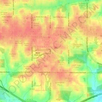 Fort Des Moines topographic map, elevation, terrain
