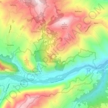 Vologno topographic map, elevation, terrain