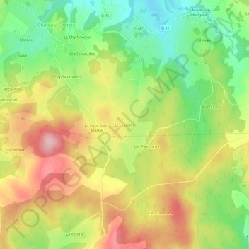 Les Landes topographic map, elevation, terrain