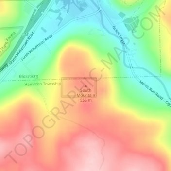 South Mountain topographic map, elevation, terrain