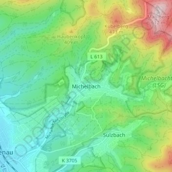 Michelbach topographic map, elevation, terrain