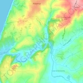 Maceira topographic map, elevation, terrain
