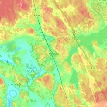 Knivsta topographic map, elevation, terrain