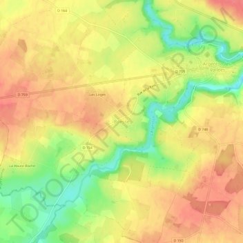 Boësse topographic map, elevation, terrain