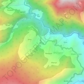 Phata topographic map, elevation, terrain