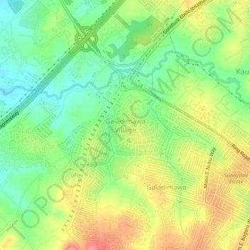 Galadimawa Village topographic map, elevation, terrain