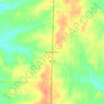 Shawnee Mound topographic map, elevation, terrain